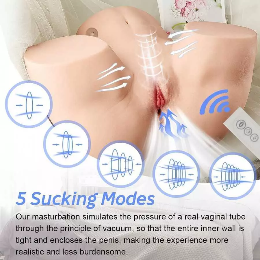 JIZNY 36.6LB Automatic Sucking Vibrating Sex Doll,Sex Doll for Men with 5 Sucking/Exhaust/Vibrations, Life Size Sex Doll with Va