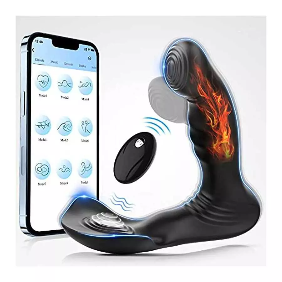 AMOVIBE Prostate Massager with 9 Wiggle & Vibration Patterns, App Control Anal Plug, Prostate Stimulor Toys with Heating Functio AMOVIBE Prostate Massager with 9 Wiggle & Vibration Patterns, App Control Anal Plug, Prostate Stimulor Toys with Heating Functio