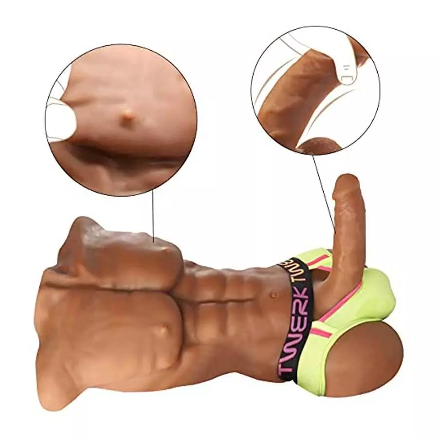 Sex Doll with Male Torso Half-Body,Sexpower 16.9lb Sex Doll with Flexible Dildo for Women, Gay Sex Doll with Tight Anal Hole ,Un