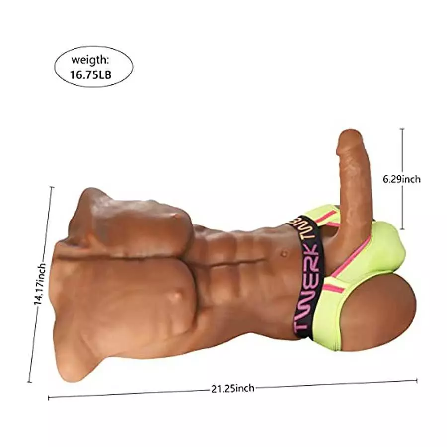 Sex Doll with Male Torso Half-Body,Sexpower 16.9lb Sex Doll with Flexible Dildo for Women, Gay Sex Doll with Tight Anal Hole ,Un