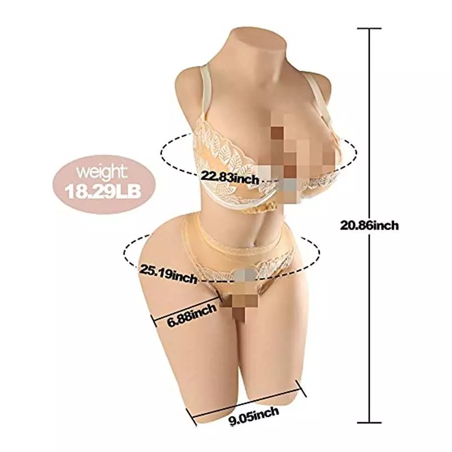 Sex Doll Male Masturbator Stroker with Big Boobs, Jaspik Female Torso Love Doll Lifelike Pussy Ass w/ Tight Vaginal Anal and 3D 