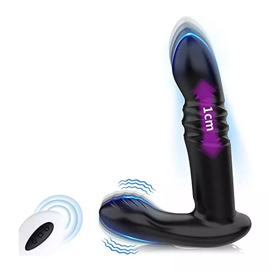 Anal Vibrator with 7 Vibrating Modes & Thrusting Actions, Adorime Rechargeable Prostate Massager Vibrating Butt Plug Anus Stimul