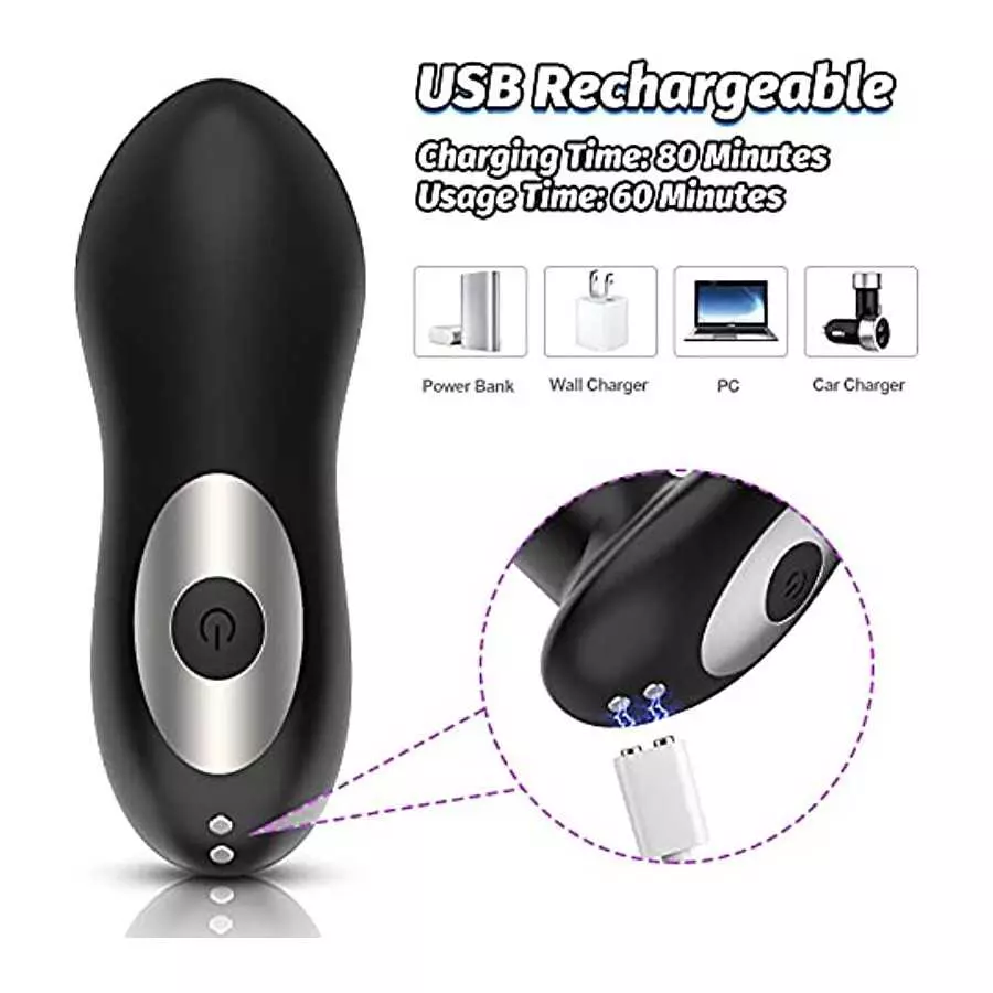 Anal Vibrator with 7 Vibrating Modes & Thrusting Actions, Adorime Rechargeable Prostate Massager Vibrating Butt Plug Anus Stimul