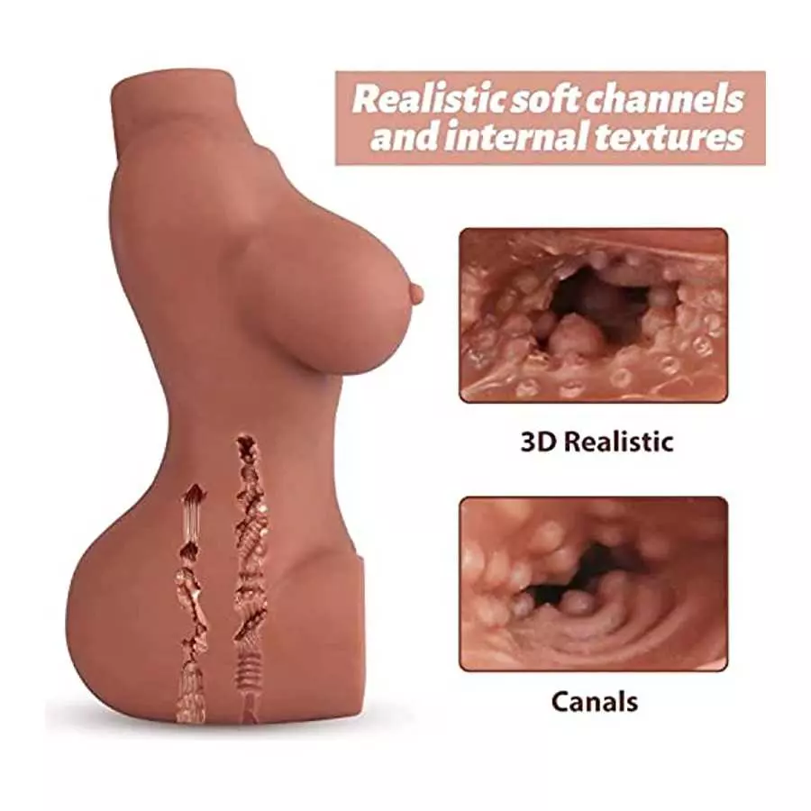 KUUVAL Sex Doll for Man Masturbation, Male Masturbator with Realistic Big Boobs Vagina Anus, Pocket Ass Pussy Dual Channel Desig