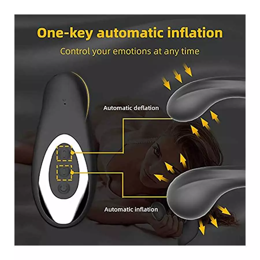 Automatic Inflatable Anal Vibrator with self-inflatable prostate massager, two-headed massage vibration and flapping, inflatable