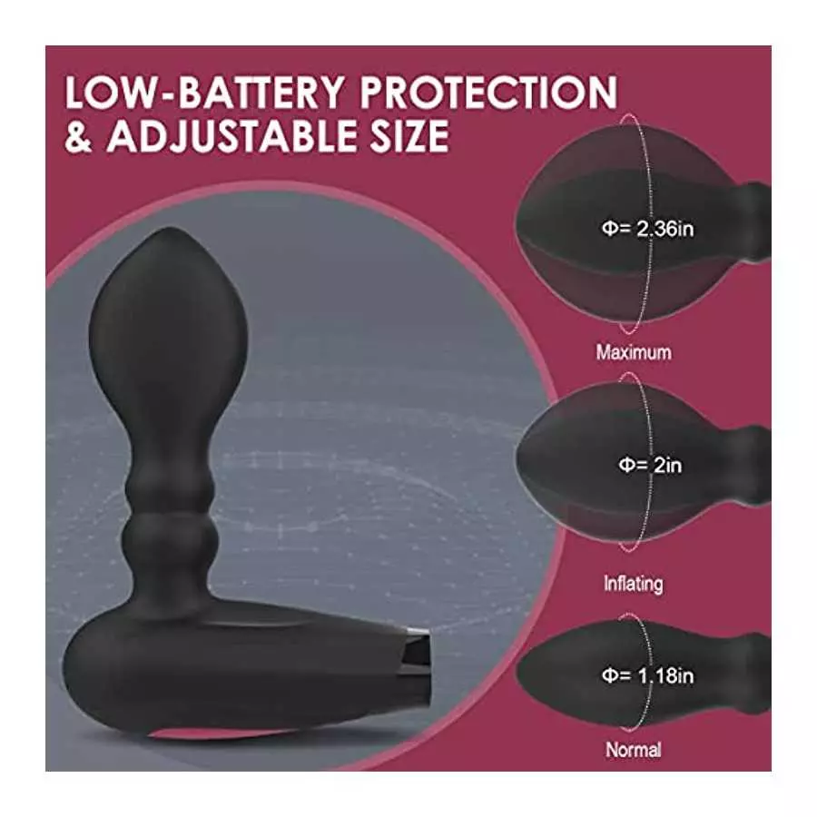 Automatic Inflatable Anal Vibrator - BOMBEX Eric Prostate Massager with 10 Vibrating & Expand Modes, Silicone Rechargeable Vibra
