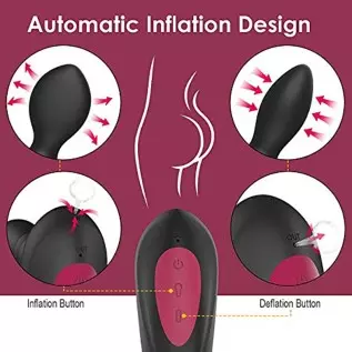 Automatic Inflatable Anal Vibrator - BOMBEX Eric Prostate Massager with 10 Vibrating & Expand Modes, Silicone Rechargeable Vibra