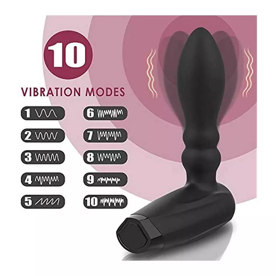 Automatic Inflatable Anal Vibrator - BOMBEX Eric Prostate Massager with 10 Vibrating & Expand Modes, Silicone Rechargeable Vibra