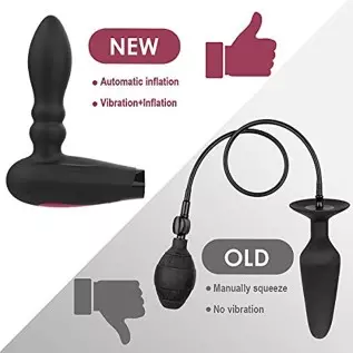 Automatic Inflatable Anal Vibrator - BOMBEX Eric Prostate Massager with 10 Vibrating & Expand Modes, Silicone Rechargeable Vibra
