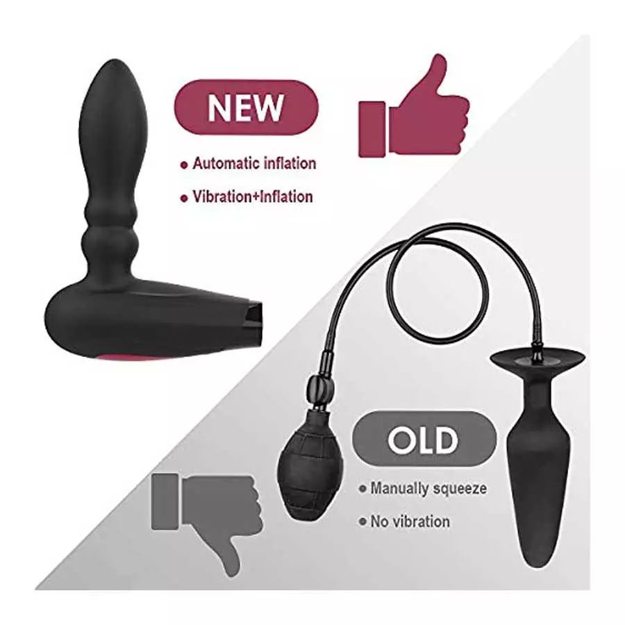 Automatic Inflatable Anal Vibrator - BOMBEX Eric Prostate Massager with 10 Vibrating & Expand Modes, Silicone Rechargeable Vibra