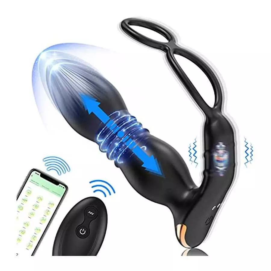 Adult Sex Toy for Men Sex-Thrusting Anal Vibrators with Penis Ring,Vibrating Dildos Sex Toy, Wearable Panty Anal Butt Plug G Spo