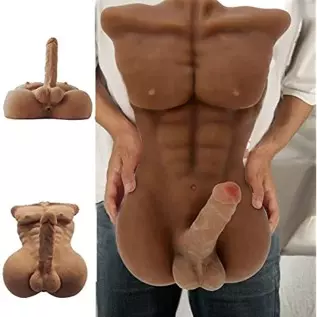 SHAJIE 6.5KG Realistic Sex Doll with Huge Dildo, Real Male Torso, Lifelike Muscles and Anal Tight Holes, Unisex, Sex Toys for Co