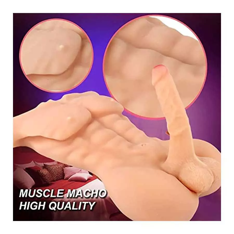 SHAJIE 6.5KG Realistic Sex Doll with Huge Dildo, Real Male Torso, Lifelike Muscles and Anal Tight Holes, Unisex, Sex Toys for Co