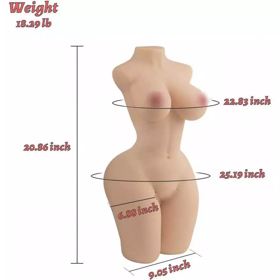 18.6lb Sex Doll Male Masturbator with Big Boobs & Plump Ass & Flexible Legs, JIZNY Scaled-Down Torso Masturbator Pocket Pussy wi