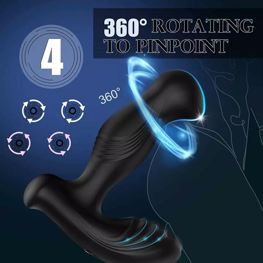 Triple-Stimulation Thrusting Anal Vibrator Prostate Massager - LATUNE, Ultra Quiet Butt Plug with 10 Vibration & 3 Thrusting Mod