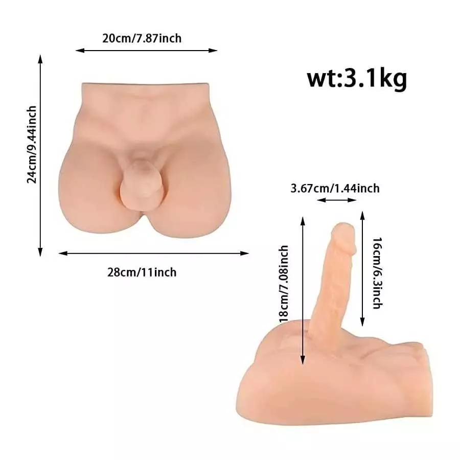 Male Torso Sex Doll Realistic Dildo, Gay Sex Toy Adult Love Doll for Women, Lifesize G-Spot Dildo Male Body TPE Doll