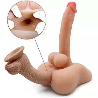 Men Penis Doll, 7 inch Realistic Dildo Flexible G-spot Cock with Flat Base and Tight Anal Hole Unisex Masturbation Toys for Wome