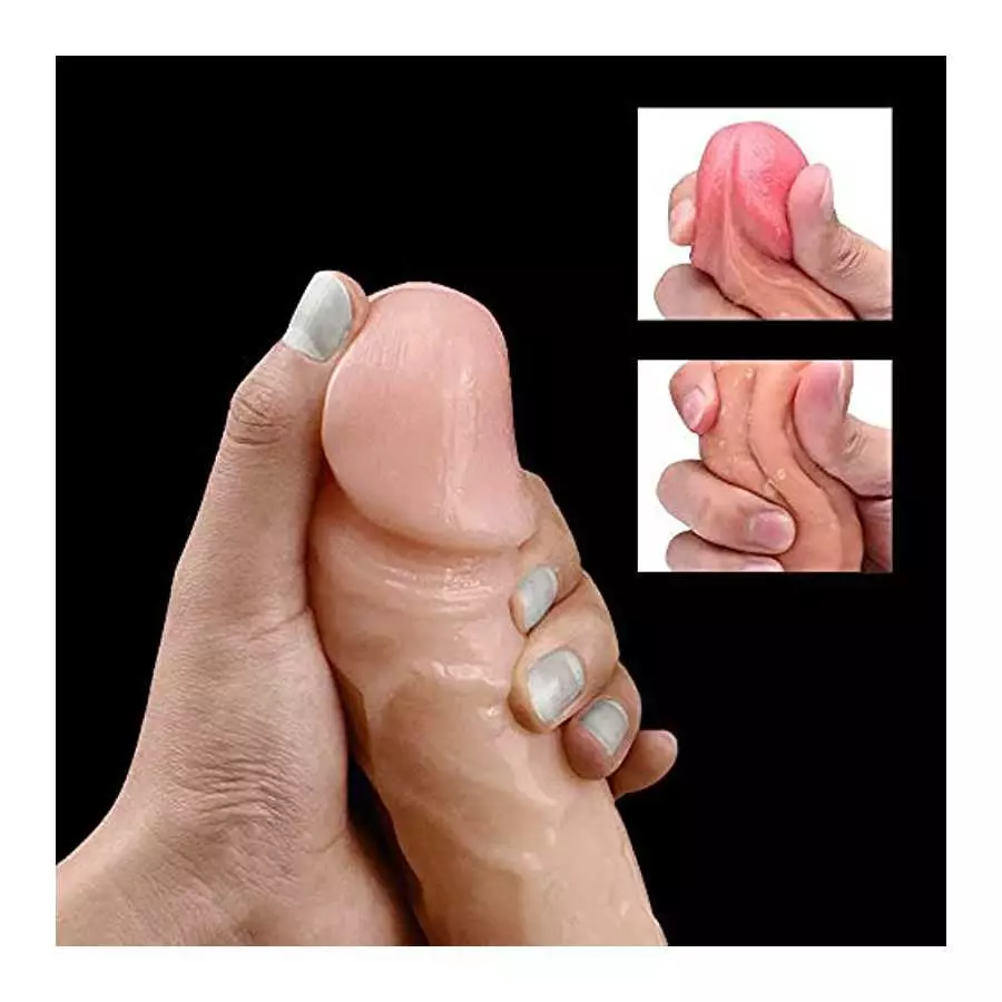 Men Penis Doll, 7 inch Realistic Dildo Flexible G-spot Cock with Flat Base and Tight Anal Hole Unisex Masturbation Toys for Wome