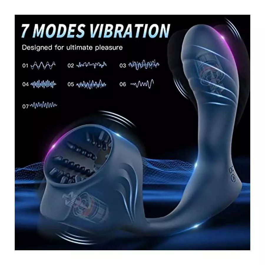 Anal Toy Prostate Massager Vibrator with Penis Ring, 7 Vibration Modes and Heating, Silicone Butt Plug Remote Control,Waterproof