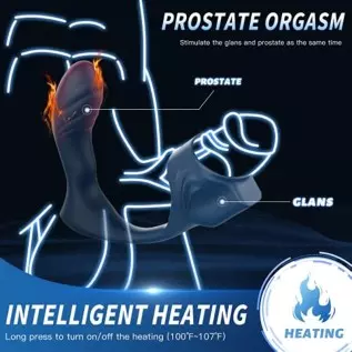 Anal Toy Prostate Massager Vibrator with Penis Ring, 7 Vibration Modes and Heating, Silicone Butt Plug Remote Control,Waterproof