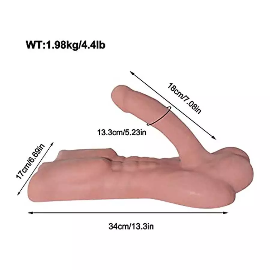 4.4lbs Solid Sex Doll for Women - Mini Male Torso Big Penis Sex Doll with Huge Cock Ball for Couple Sex Toys - 13.3*6.7 inch (Br