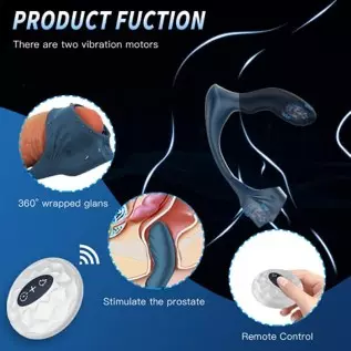 Anal Toy Prostate Massager Vibrator with Penis Ring, 7 Vibration Modes and Heating, Silicone Butt Plug Remote Control,Waterproof