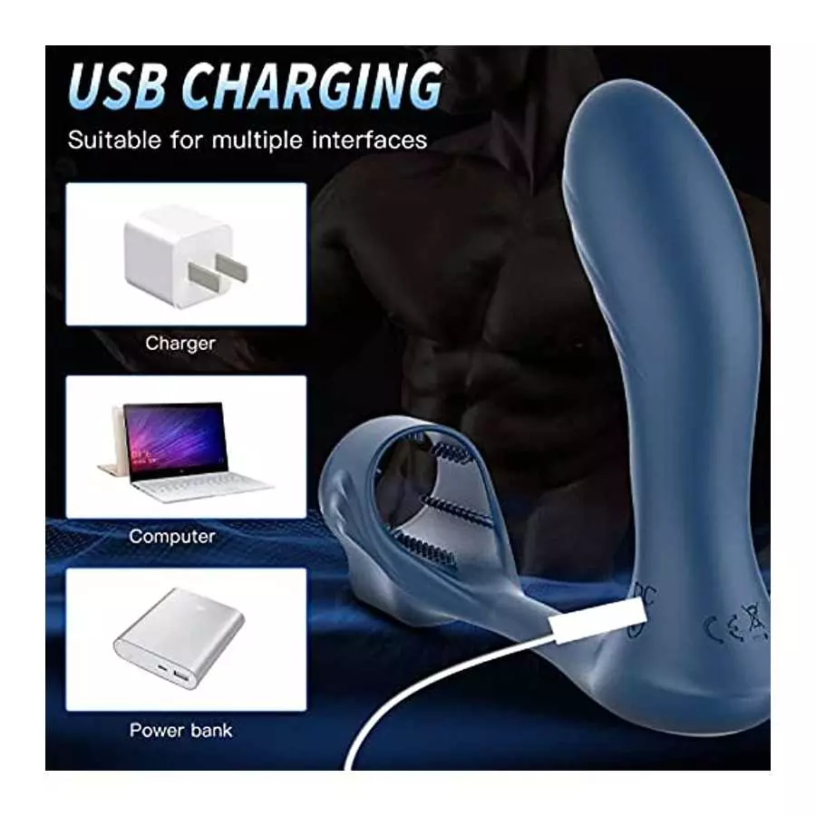 Anal Toy Prostate Massager Vibrator with Penis Ring, 7 Vibration Modes and Heating, Silicone Butt Plug Remote Control,Waterproof