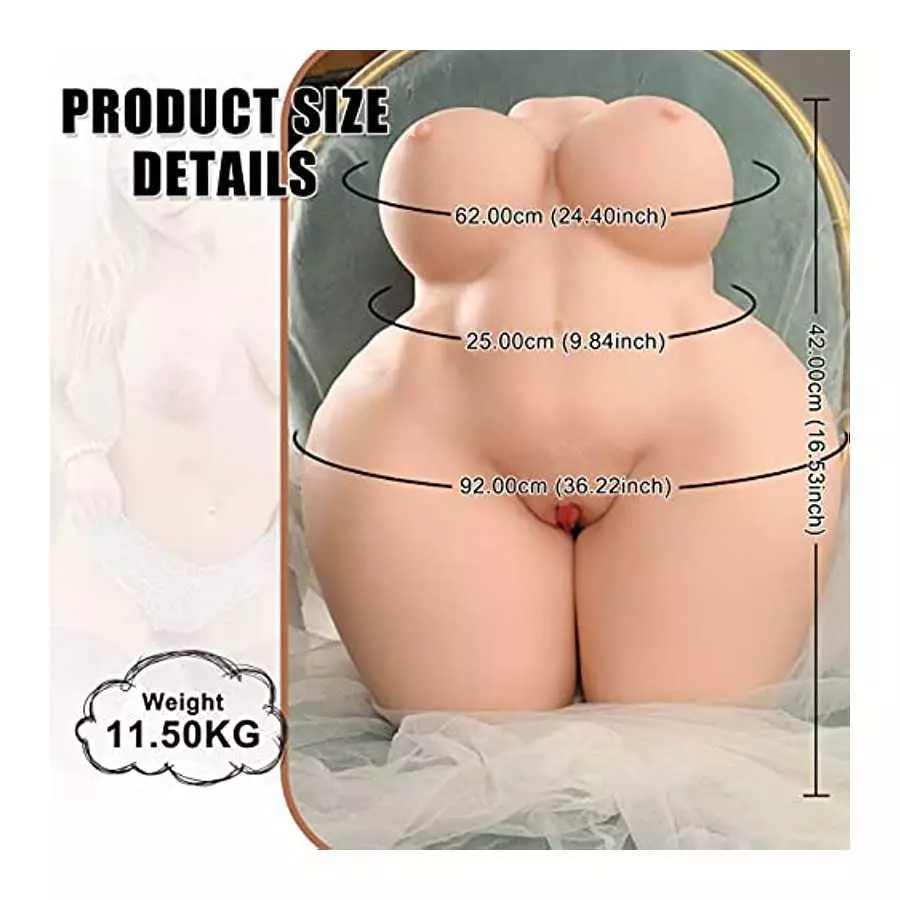 Adult Lifelike Sex Doll Toy - Jaspik Male Masturbator Toy, Extra Curve Female Torso, Big Boobs & Ass, 3D Realistic Tight Vaginal