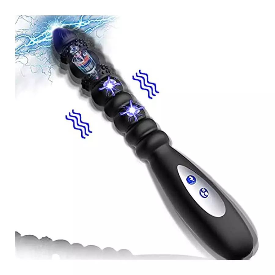 Electric Shock Anal Vibrator Prostate Stimulator 9 Beads Vibrating Anal Plug with 10 Powerful Vibrations 3 Electric Shock Pulse Electric Shock Anal Vibrator Prostate Stimulator 9 Beads Vibrating Anal Plug with 10 Powerful Vibrations 3 Electric Shock Pulse