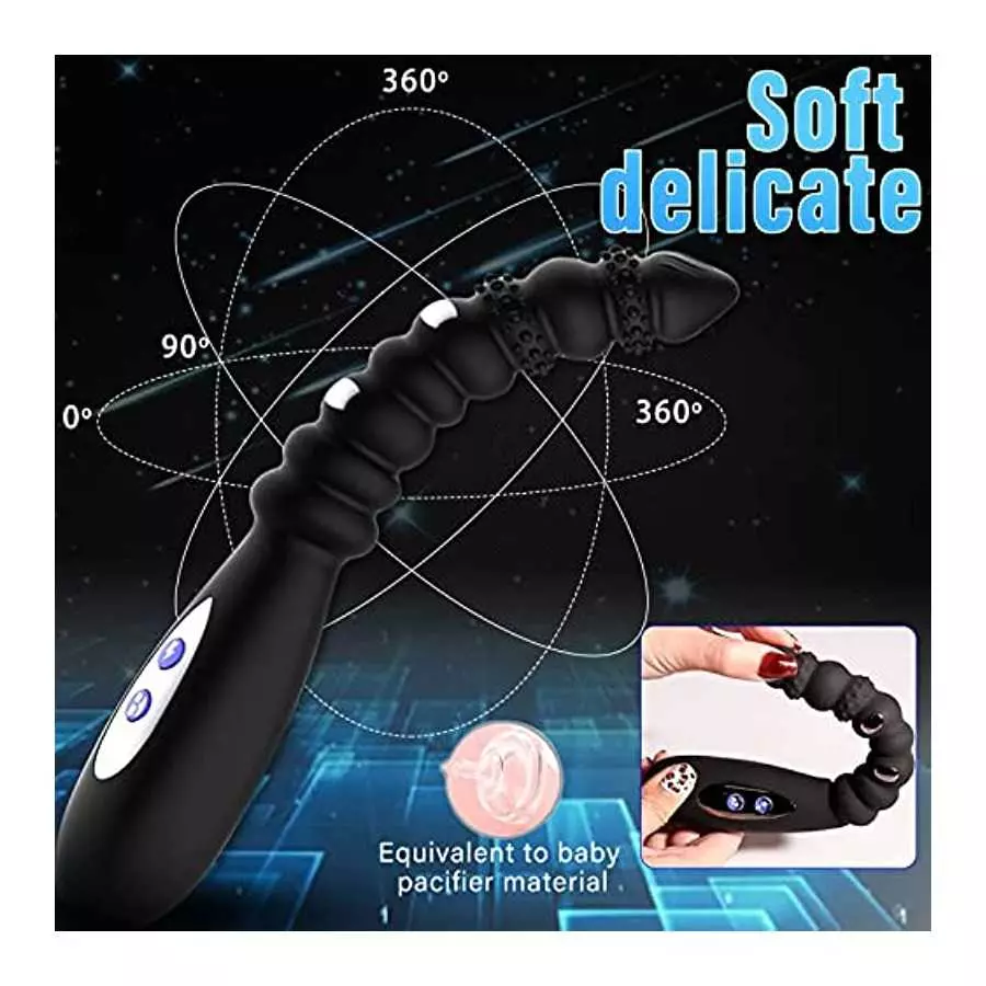 Electric Shock Anal Vibrator Prostate Stimulator 9 Beads Vibrating Anal Plug with 10 Powerful Vibrations 3 Electric Shock Pulse 