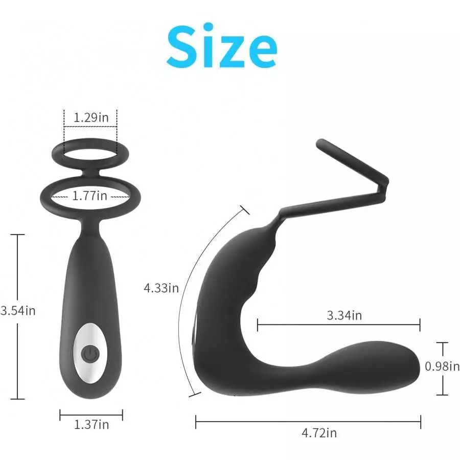 Powerful Anal Vibrator with 12 Vibration Modes, Adult Couple Sex Toy, Vibrating Prostate Massager with Dual Rings, Remote Contro