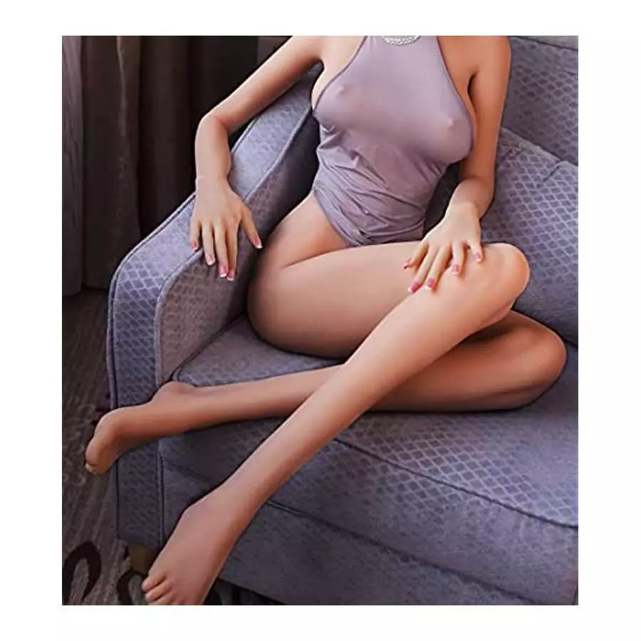 Life Size Real Sex Dolls for Men, Tan Skin Silicone Doll Full Body Sex 5.2ft Adult Big Boobs Love Doll Realistic TPE Female Tors
