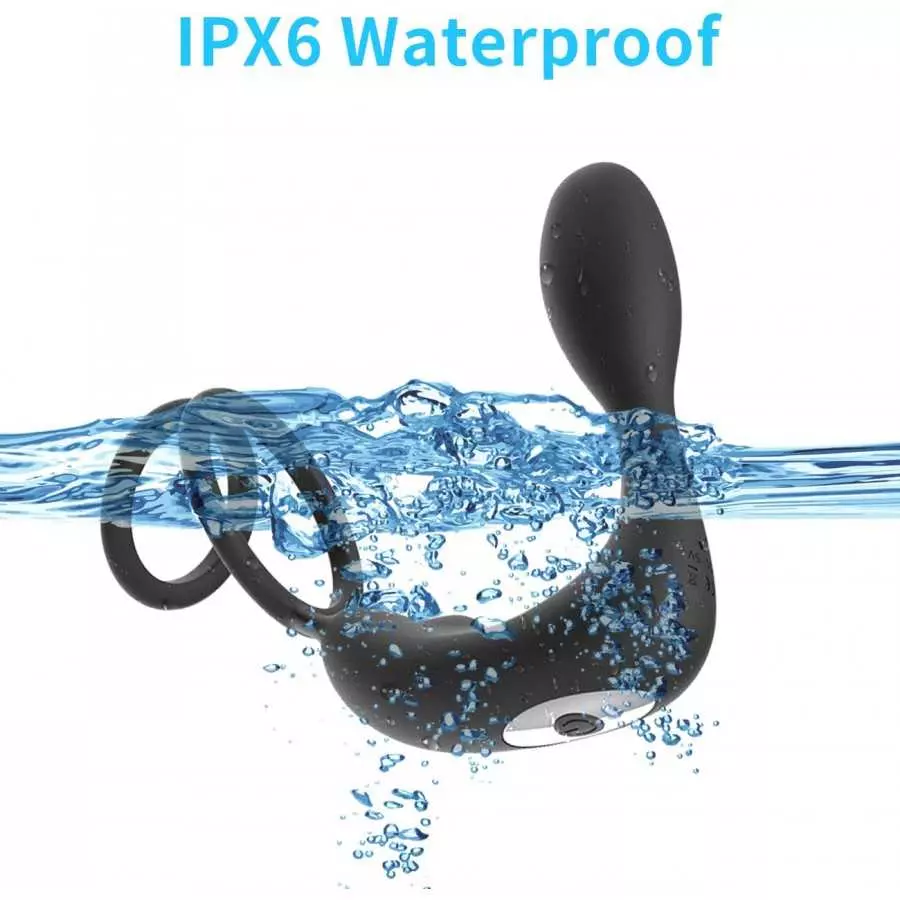 Powerful Anal Vibrator with 12 Vibration Modes, Adult Couple Sex Toy, Vibrating Prostate Massager with Dual Rings, Remote Contro