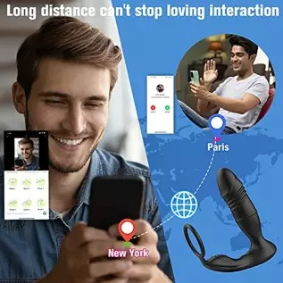 Anal Vibrator Prostate Massager with Penis Ring, Smart App & Remote Control Anal Sex Toy, 9 Thrusting Speed and 9 Vibrating Mode Anal Vibrator Prostate Massager with Penis Ring, Smart App & Remote Control Anal Sex Toy, 9 Thrusting Speed and 9 Vibrating Mode