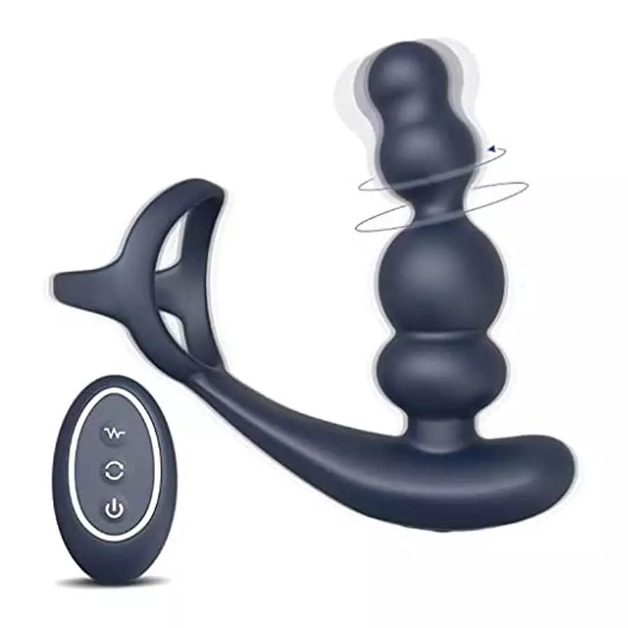 360° Rotating 3 in 1 Anal Vibrator Prostate Massager with Cock Ring, 10 Vibrating & 3 Roating Modes Prostate Stimulor with Vibra 360° Rotating 3 in 1 Anal Vibrator Prostate Massager with Cock Ring, 10 Vibrating & 3 Roating Modes Prostate Stimulor with Vibra