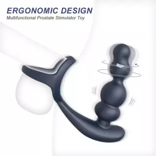 360° Rotating 3 in 1 Anal Vibrator Prostate Massager with Cock Ring, 10 Vibrating & 3 Roating Modes Prostate Stimulor with Vibra 360° Rotating 3 in 1 Anal Vibrator Prostate Massager with Cock Ring, 10 Vibrating & 3 Roating Modes Prostate Stimulor with Vibra