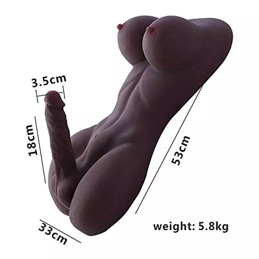 Shemale Sex Doll Torso Adult Sex Toy Realistic Dildo Breasts and Anal Transsexual Love Dolls with Hugh Penis Slideable Balls and
