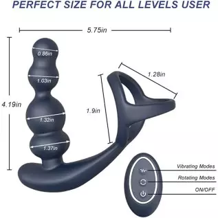 360° Rotating 3 in 1 Anal Vibrator Prostate Massager with Cock Ring, 10 Vibrating & 3 Roating Modes Prostate Stimulor with Vibra 360° Rotating 3 in 1 Anal Vibrator Prostate Massager with Cock Ring, 10 Vibrating & 3 Roating Modes Prostate Stimulor with Vibra