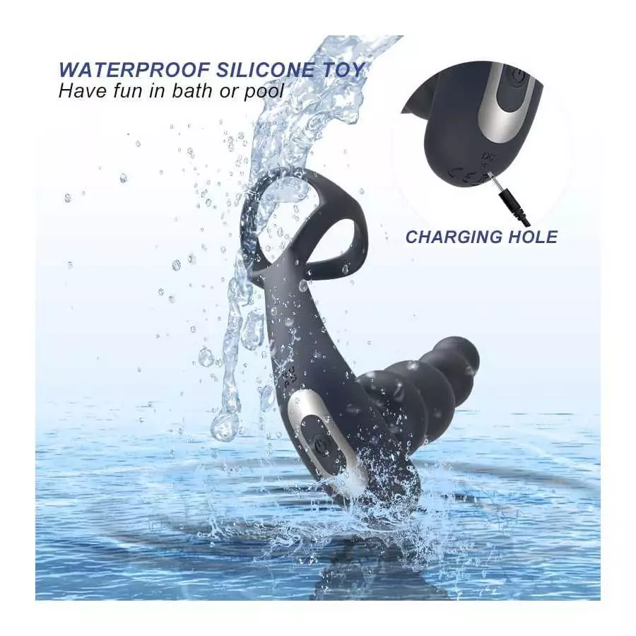 360° Rotating 3 in 1 Anal Vibrator Prostate Massager with Cock Ring, 10 Vibrating & 3 Roating Modes Prostate Stimulor with Vibra