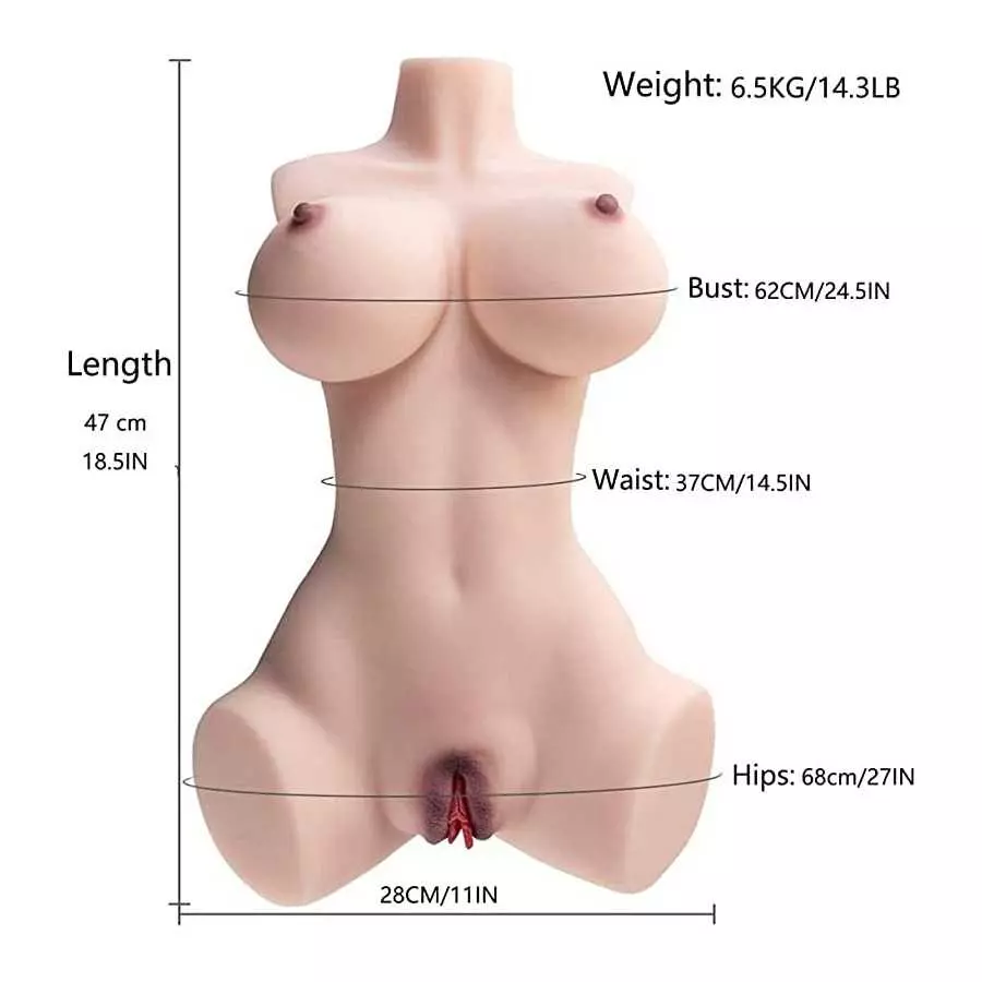 Adult Sex Doll Male Apparatus with Realistic Chest Realistic Vagina Anal Optional Anal, 14.3lbs (6.5KG) Real Female Torso Adult 