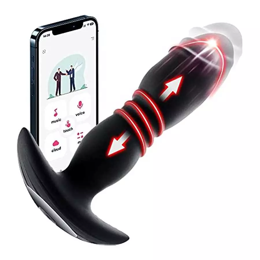 Thrusting Anal Plug -Prostate Massager with App Control Adult Sex Toys Dildo Vibrator with 4 Thrusting & Vibrating Modes, G-Spot