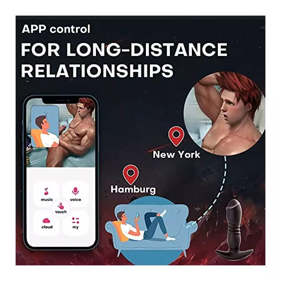 Thrusting Anal Plug -Prostate Massager with App Control Adult Sex Toys Dildo Vibrator with 4 Thrusting & Vibrating Modes, G-Spot