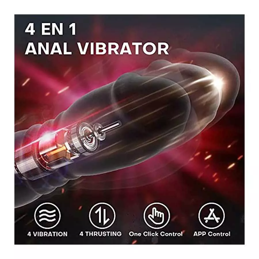Thrusting Anal Plug -Prostate Massager with App Control Adult Sex Toys Dildo Vibrator with 4 Thrusting & Vibrating Modes, G-Spot