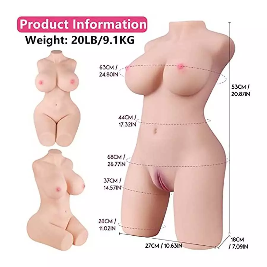 20LB Sex Doll for Male Masturbator Adult Sex Doll Toys, Female Sex Doll Torso with Realistic Boobs Vagina Anus Pocket Pussy Sex 
