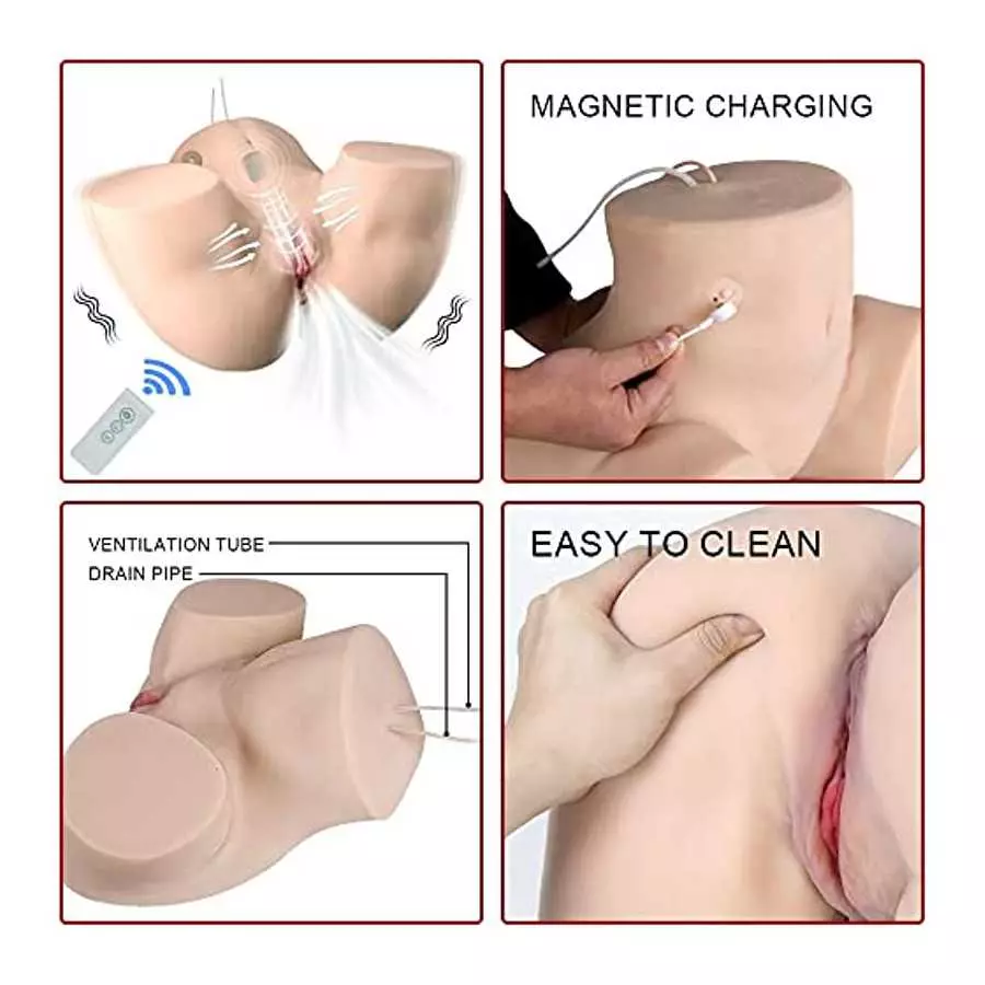 Automatic Ass Sex Doll Male Masturbator - Jaspik Life Size Blowjob Male Sex Toy with Lifelike Vaginal w/ 5 Sucking Frequencies &