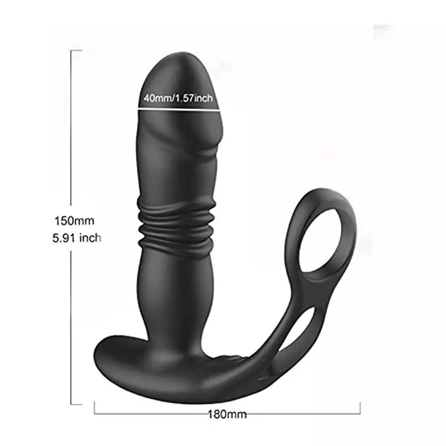 3 in 1 Men Anal Vibrator Telescopic Butt Plug Sex Toy with 3 Thrusting & 10 Vibration Modes, Remote Control Prostate Massager An