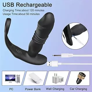 3 in 1 Men Anal Vibrator Telescopic Butt Plug Sex Toy with 3 Thrusting & 10 Vibration Modes, Remote Control Prostate Massager An 3 in 1 Men Anal Vibrator Telescopic Butt Plug Sex Toy with 3 Thrusting & 10 Vibration Modes, Remote Control Prostate Massager An