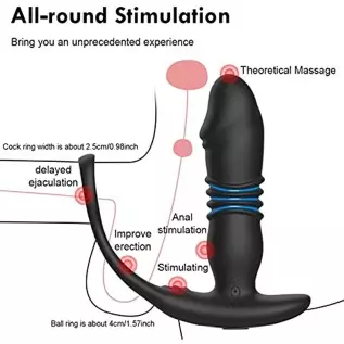 3 in 1 Men Anal Vibrator Telescopic Butt Plug Sex Toy with 3 Thrusting & 10 Vibration Modes, Remote Control Prostate Massager An 3 in 1 Men Anal Vibrator Telescopic Butt Plug Sex Toy with 3 Thrusting & 10 Vibration Modes, Remote Control Prostate Massager An