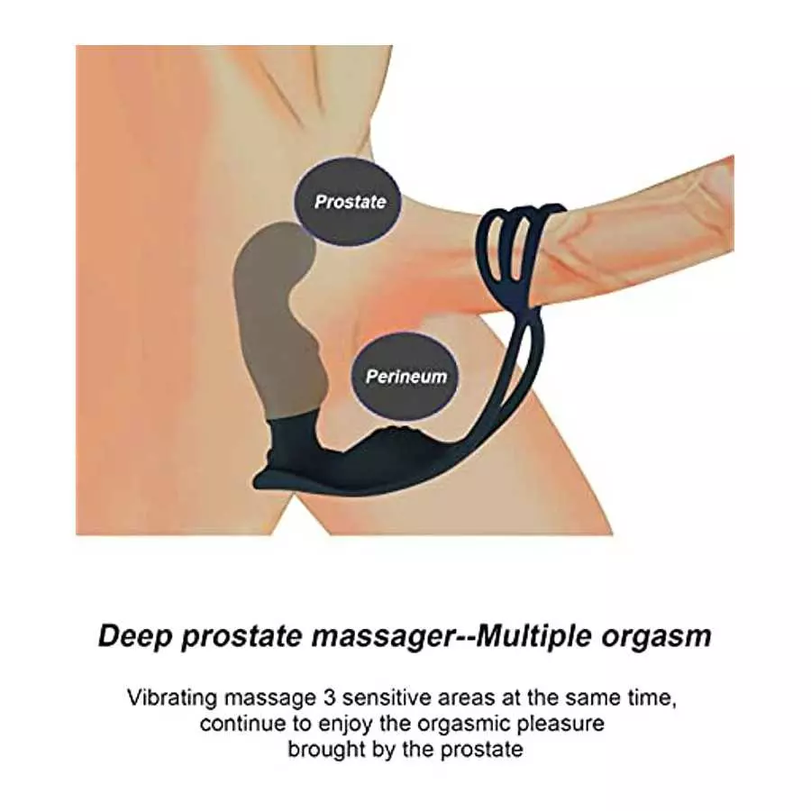Vibrating Prostate Massager with Dual Motors Penis Ring, Anal Plug Vibrator with Cock Ring, Adult Sensory Stimulor Toys, 11 Mode