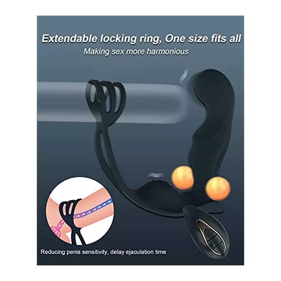 Vibrating Prostate Massager with Dual Motors Penis Ring, Anal Plug Vibrator with Cock Ring, Adult Sensory Stimulor Toys, 11 Mode
